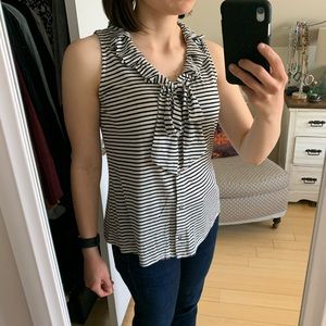 Anthropologie Black & White Stripe Button-Up Tank